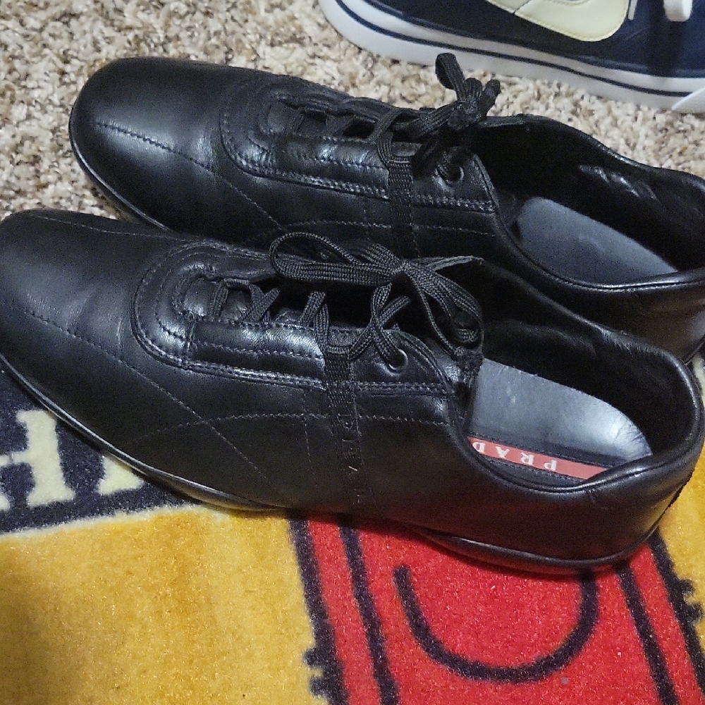 Prada Men's Black Leather Sneakers